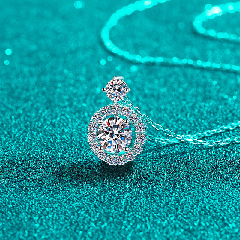 925 Sterling Silver Openwork Bubble Pendant Necklace - 1.3CT Moissanite Minimalist Chain