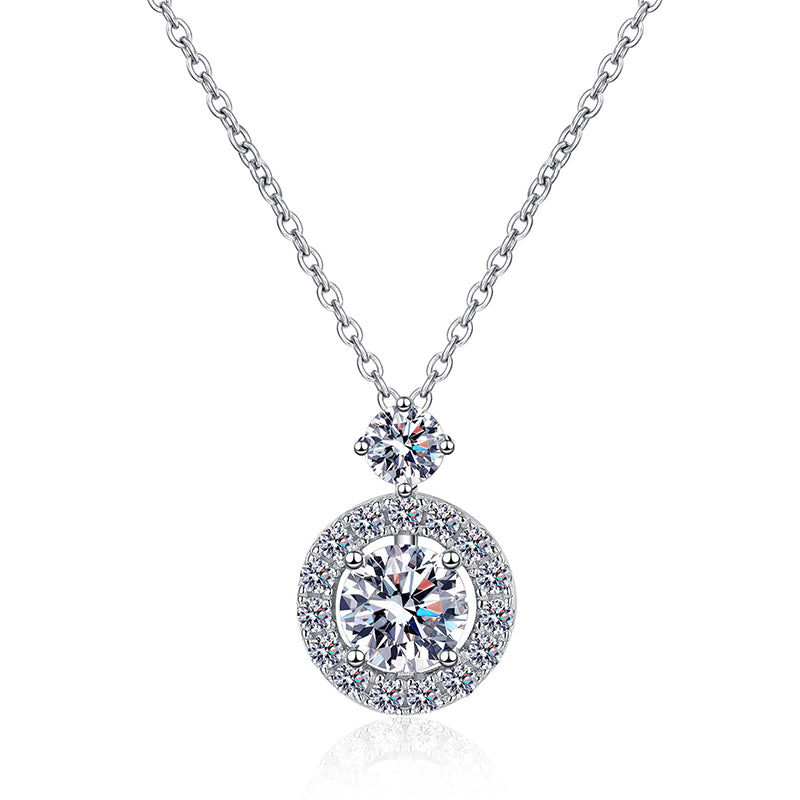 925 Sterling Silver Openwork Bubble Pendant Necklace - 1.3CT Moissanite Minimalist Chain