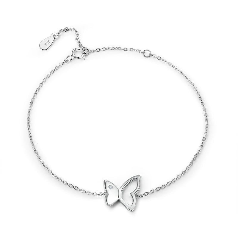 925 Sterling Silver Openwork Butterfly Bracelet - Unique Dainty Women's Jewelry