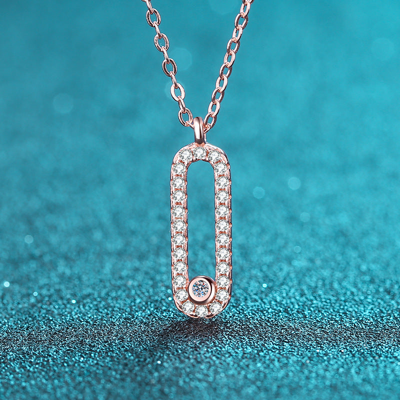 925 Sterling Silver Oval Cluster Pendant Necklace - 0.28CT Moissanite European Minimalist Chain