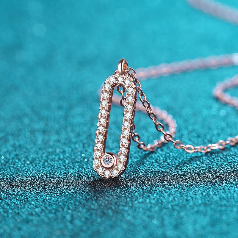925 Sterling Silver Oval Cluster Pendant Necklace - 0.28CT Moissanite European Minimalist Chain