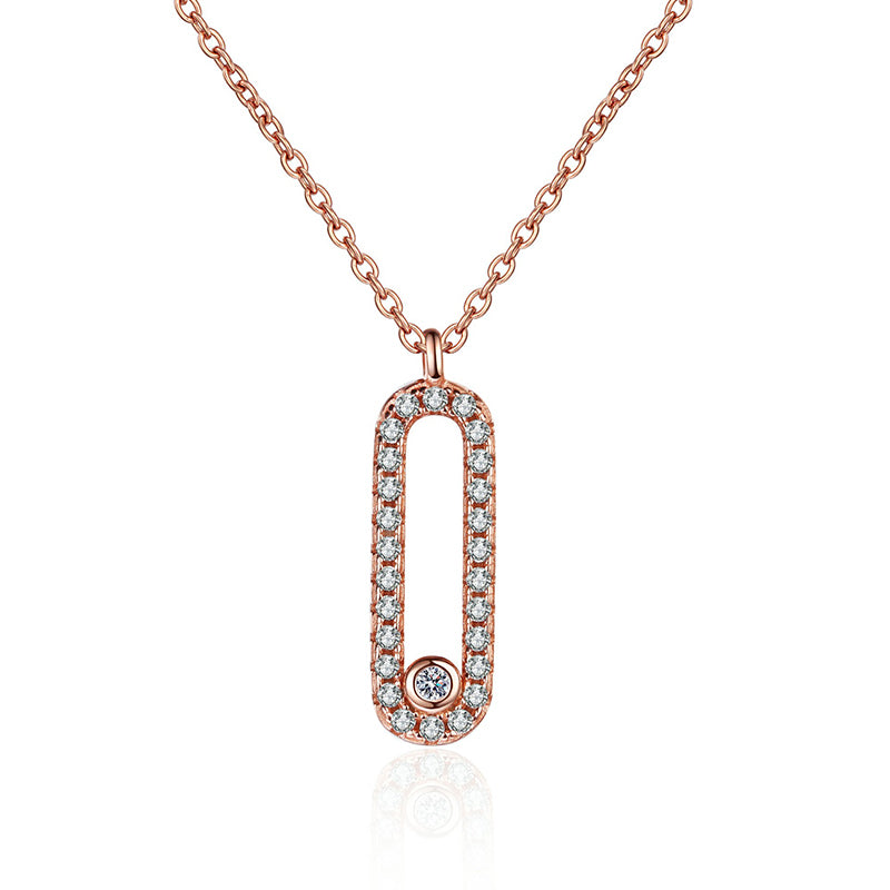 925 Sterling Silver Oval Cluster Pendant Necklace - 0.28CT Moissanite European Minimalist Chain