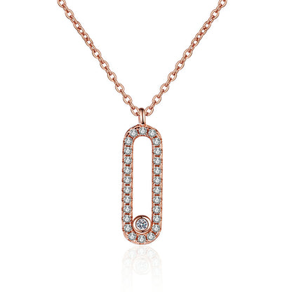 925 Sterling Silver Oval Cluster Pendant Necklace - 0.28CT Moissanite European Minimalist Chain