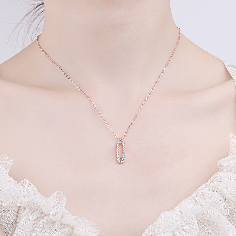 925 Sterling Silver Oval Cluster Pendant Necklace - 0.28CT Moissanite European Minimalist Chain