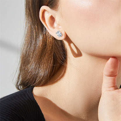 925 Sterling Silver Oval Zircon Stud Earrings – Minimalist Geometric Elegance