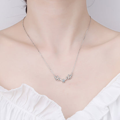 925 Sterling Silver PT950-Plated Deer Pendant Necklace - 0.35CT Moissanite Romantic Valentine's Gift