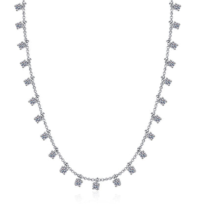 925 Sterling Silver PT950-Plated Starry Sky Necklace - 3CT/9CT Moissanite Cluster Collarbone Chain