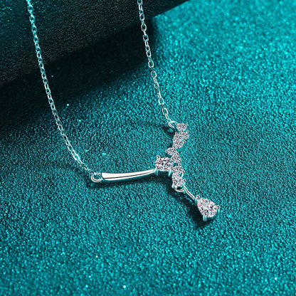 925 Sterling Silver PT950-Plated Teardrop Pendant Necklace - 0.85CT Moissanite Minimalist Chain