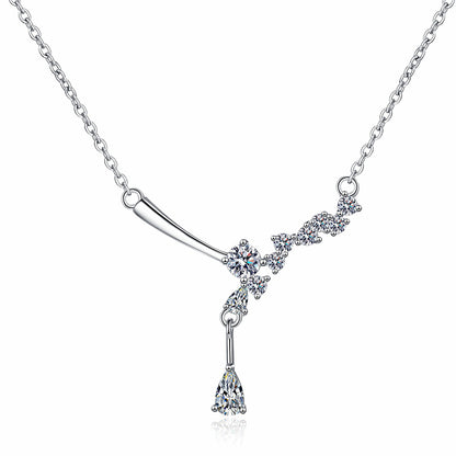 925 Sterling Silver PT950-Plated Teardrop Pendant Necklace - 0.85CT Moissanite Minimalist Chain