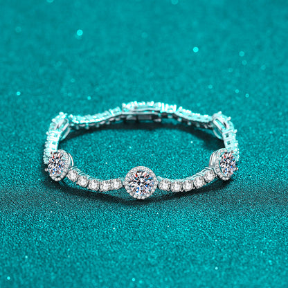 Minimalist Geometric Starry Sky Bracelet with 8.3-9.1ct Moissanite, 5-Layer Rhodium Plated Sterling Silver