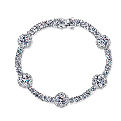 Minimalist Geometric Starry Sky Bracelet with 8.3-9.1ct Moissanite, 5-Layer Rhodium Plated Sterling Silver