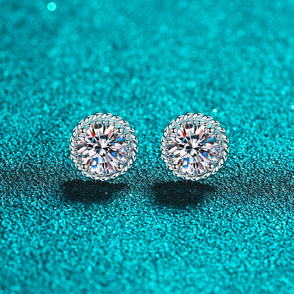 925 Sterling Silver PT950 Gold Plated Ball Moissanite Earrings - 1CT/2CT with Zircon Accents
