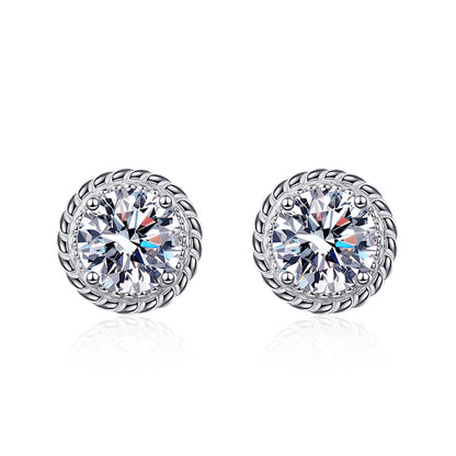 925 Sterling Silver PT950 Gold Plated Ball Moissanite Earrings - 1CT/2CT with Zircon Accents