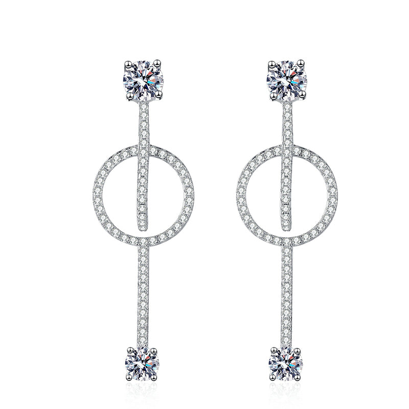 925 Sterling Silver PT950 Gold Plated Detachable Drop Earrings - 1.6CT Moissanite with Nature Motifs