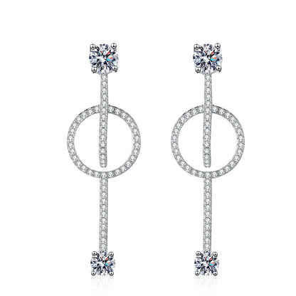 925 Sterling Silver PT950 Gold Plated Detachable Drop Earrings - 1.6CT Moissanite with Nature Motifs