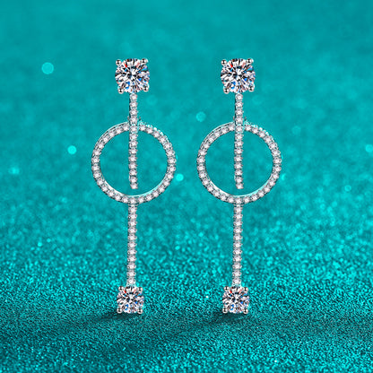 925 Sterling Silver PT950 Gold Plated Detachable Drop Earrings - 1.6CT Moissanite with Nature Motifs