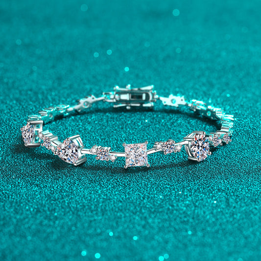 Light Luxury Persimmon Full Moissanite Bracelet - 6.07-6.43ct Cartoon Design (3 Sizes)