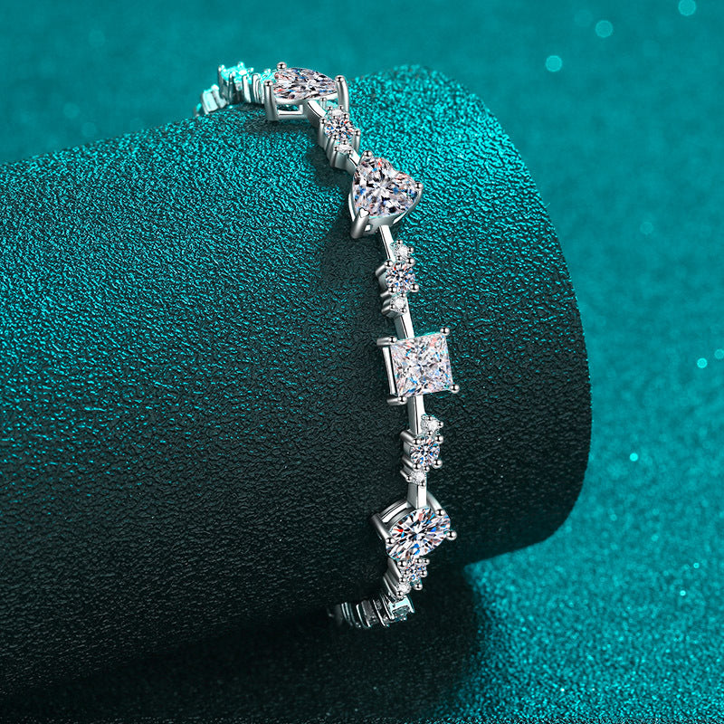 Light Luxury Persimmon Full Moissanite Bracelet - 6.07-6.43ct Cartoon Design (3 Sizes)