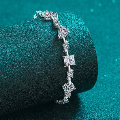 Light Luxury Persimmon Full Moissanite Bracelet - 6.07-6.43ct Cartoon Design (3 Sizes)
