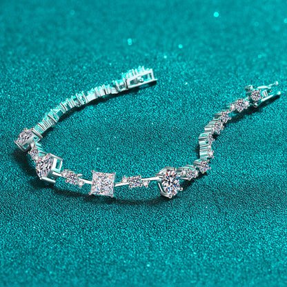 Light Luxury Persimmon Full Moissanite Bracelet - 6.07-6.43ct Cartoon Design (3 Sizes)