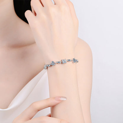 Light Luxury Persimmon Full Moissanite Bracelet - 6.07-6.43ct Cartoon Design (3 Sizes)