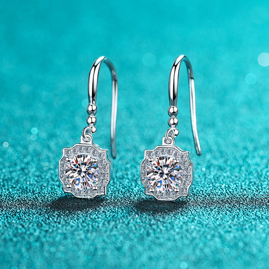 925 Sterling Silver PT950 Gold Plated Heart-Shaped Moissanite Stud Earrings - 1CT/2CT with Zircon Accents