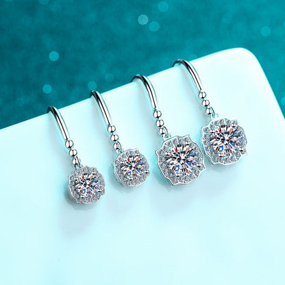 925 Sterling Silver PT950 Gold Plated Heart-Shaped Moissanite Stud Earrings - 1CT/2CT with Zircon Accents