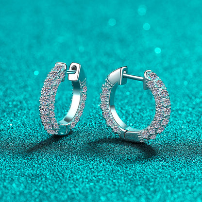 925 Sterling Silver PT950 Gold Plated Huggie Hoop Earrings - 1.92CT Minimalist Floral Design