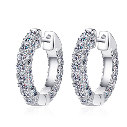 925 Sterling Silver PT950 Gold Plated Huggie Hoop Earrings - 1.92CT Minimalist Floral Design