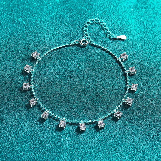 Luxury 1.3CT or 3.9CT Moissanite Ocean Wave & Meteor Shower Bracelet for Women - 925 Sterling Silver Rhodium Plated
