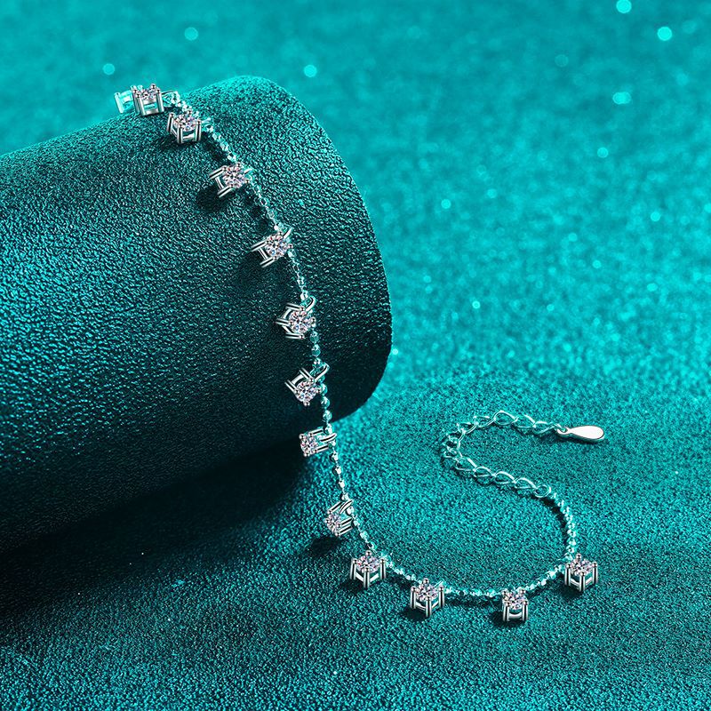 Luxury 1.3CT or 3.9CT Moissanite Ocean Wave & Meteor Shower Bracelet for Women - 925 Sterling Silver Rhodium Plated