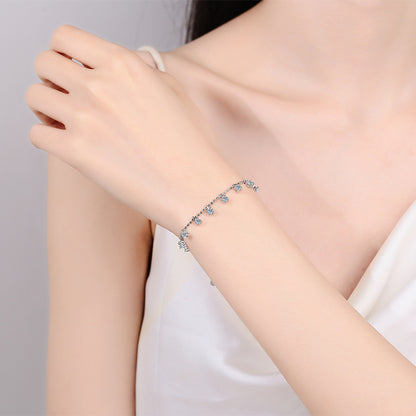 Luxury 1.3CT or 3.9CT Moissanite Ocean Wave & Meteor Shower Bracelet for Women - 925 Sterling Silver Rhodium Plated