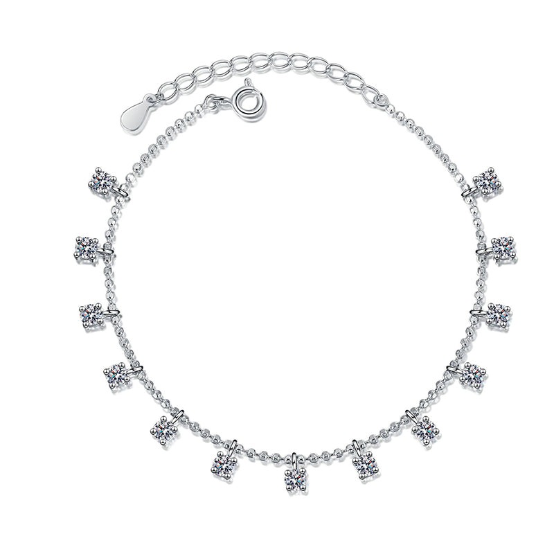 Luxury 1.3CT or 3.9CT Moissanite Ocean Wave & Meteor Shower Bracelet for Women - 925 Sterling Silver Rhodium Plated