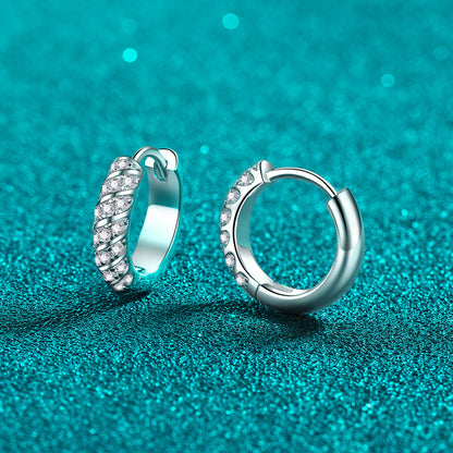 925 Sterling Silver PT950 Gold Plated Moissanite Hoop Earrings - 0.38ct Nature-Inspired Ear Cuffs