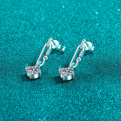 925 Sterling Silver PT950 Gold Plated Paperclip Tassel Drop Earrings - 1CT/2CT Moissanite & Animal Charms