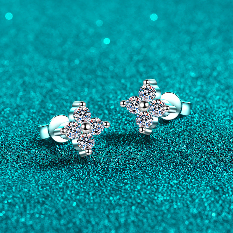925 Sterling Silver PT950 Gold Plated Star Moissanite Stud Earrings - 0.8CT Ethereal Celestial Jewelry