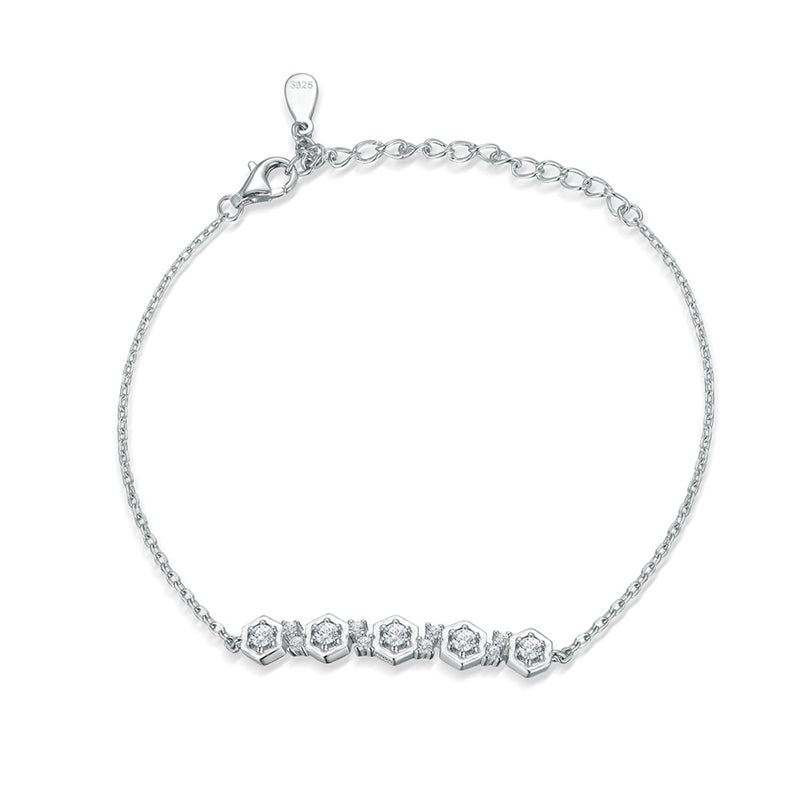 925 Sterling Silver Pavé Zirconia Bracelet - Geometric Star Accented Jewelry