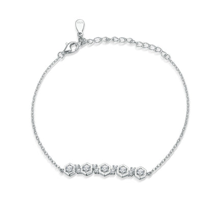 925 Sterling Silver Pavé Zirconia Bracelet - Geometric Star Accented Jewelry