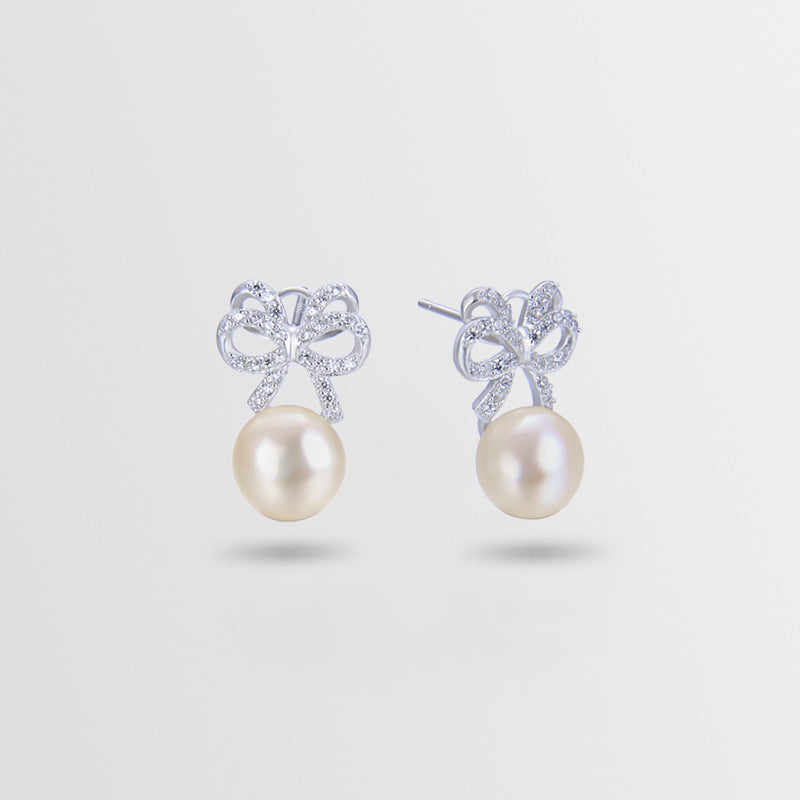 925 Sterling Silver Pearl Stud Earrings - Korean Style Minimalist Geometric Earrings with Plastic Backs for Women