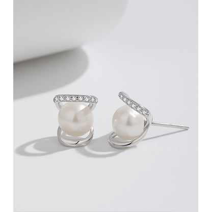 925 Sterling Silver Pearl Stud Earrings - Premium White Gold & 18K Gold Plated Luxury Earrings for Women