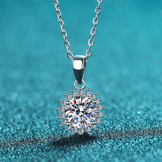 925 Sterling Silver Pendant Necklace - 0.5CT to 5CT Moissanite Dandelion-Inspired Statement Piece