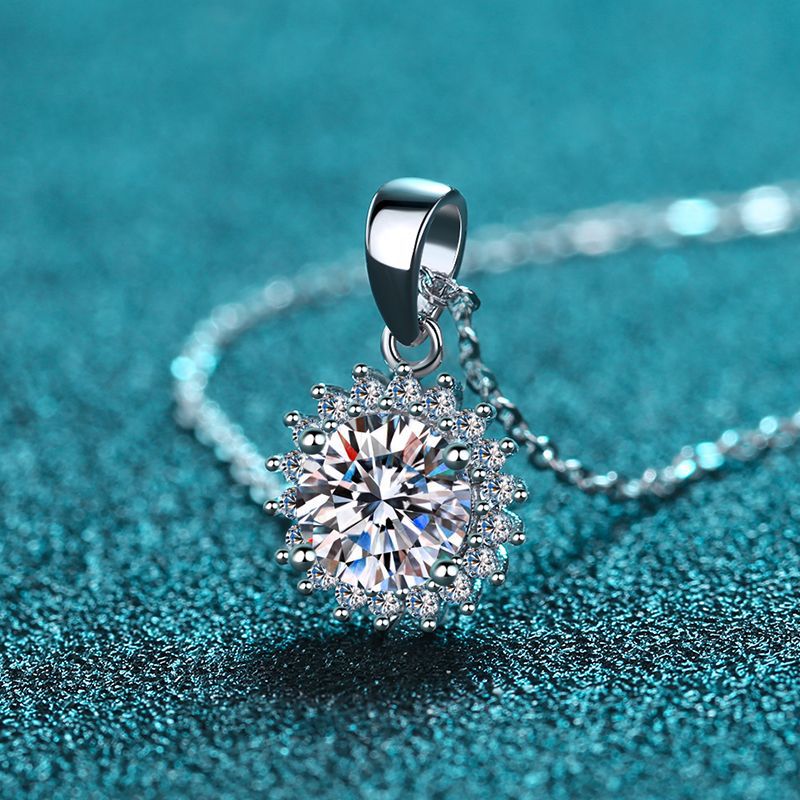 925 Sterling Silver Pendant Necklace - 0.5CT to 5CT Moissanite Dandelion-Inspired Statement Piece