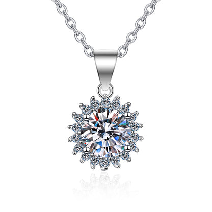 925 Sterling Silver Pendant Necklace - 0.5CT to 5CT Moissanite Dandelion-Inspired Statement Piece