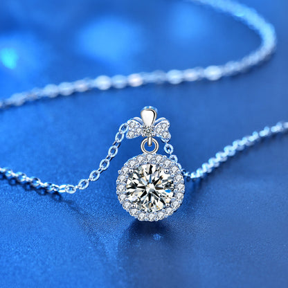 925 Sterling Silver Perfume Bottle Pendant Necklace with 1ct Moissanite Cross Chain Women's Luxury Jewelry