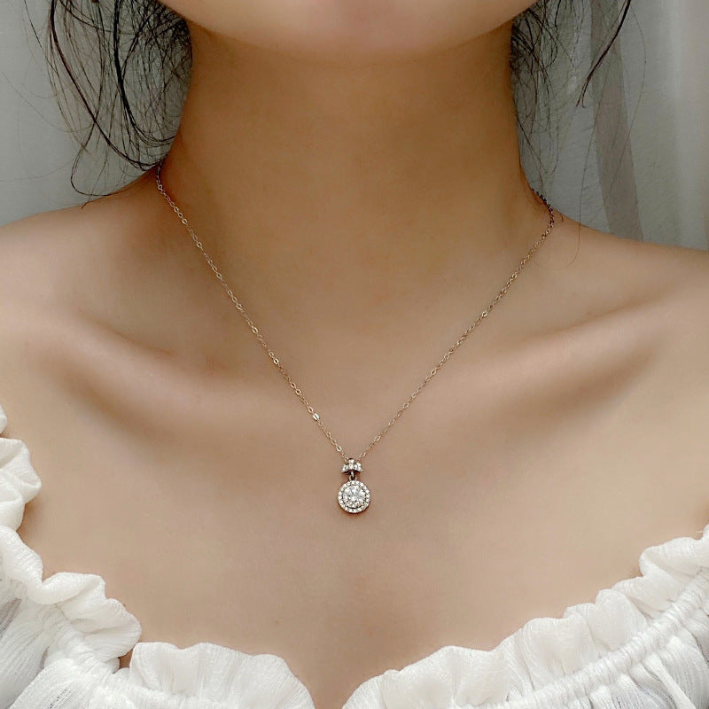 925 Sterling Silver Perfume Bottle Pendant Necklace with 1ct Moissanite Cross Chain Women's Luxury Jewelry