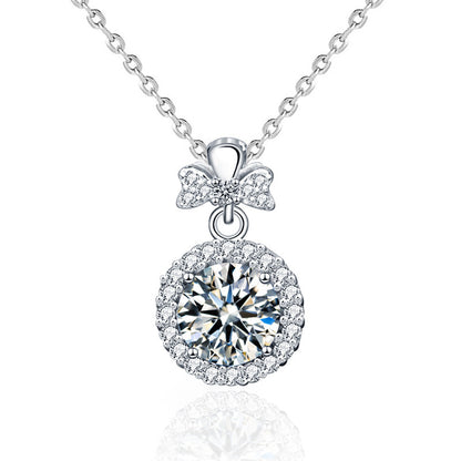 925 Sterling Silver Perfume Bottle Pendant Necklace with 1ct Moissanite Cross Chain Women's Luxury Jewelry