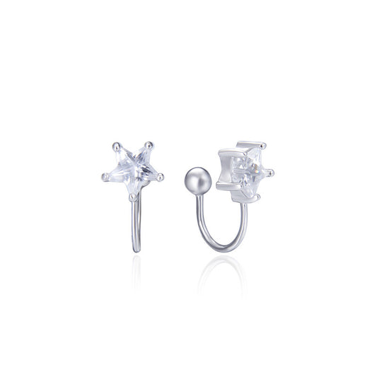 925 Sterling Silver Plated Cartoon Ear Cuffs - Non-Piercing Clip-On Earrings for Women
