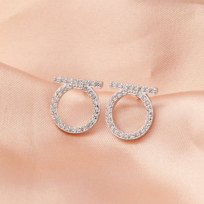 925 Sterling Silver Plated Circle Stud Earrings - Minimalist Hoop Earrings for Women with Plastic Backs