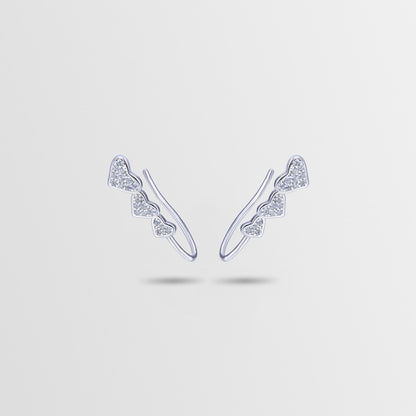 925 Sterling Silver Plated Heart Clip-On Earrings - Korean Style Geometric Square Bezel Ear Cuffs for Women