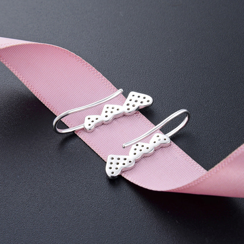 925 Sterling Silver Plated Heart Clip-On Earrings - Korean Style Geometric Square Bezel Ear Cuffs for Women
